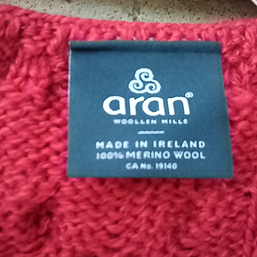 Aran Crafts Red Cable Knit Cardigan - Picture 4 of 10